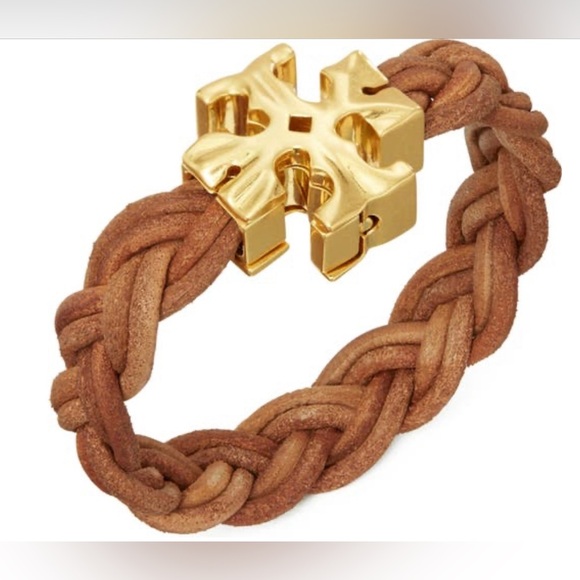 🆕NWT Tory Burch Authentic Miller Fisherman-Gold-& Braided Leather Bracelet - Picture 4 of 12